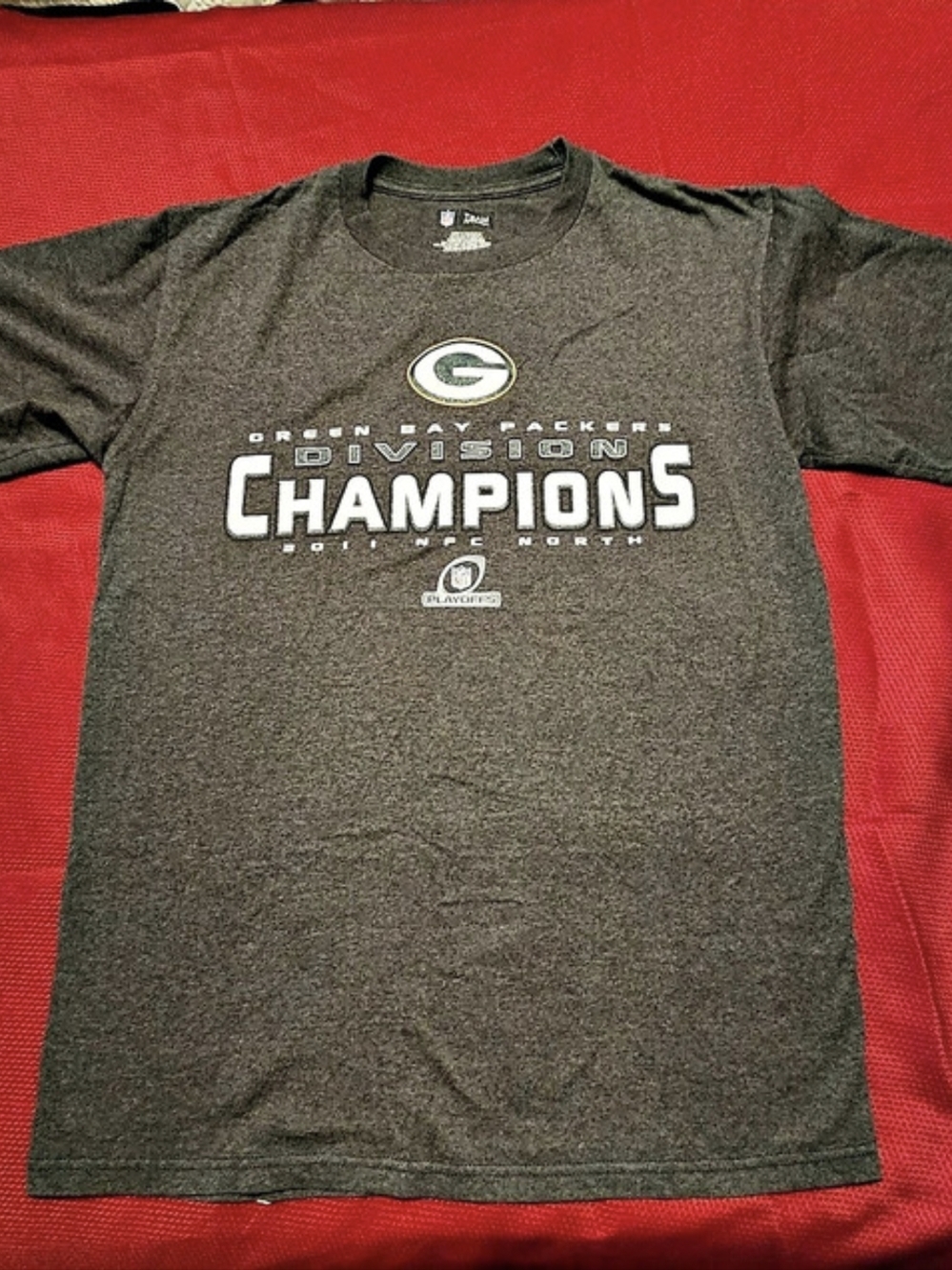 NFL Green Bay Packers Division Champions North 2011 Men's Gray Graphic Tee Size